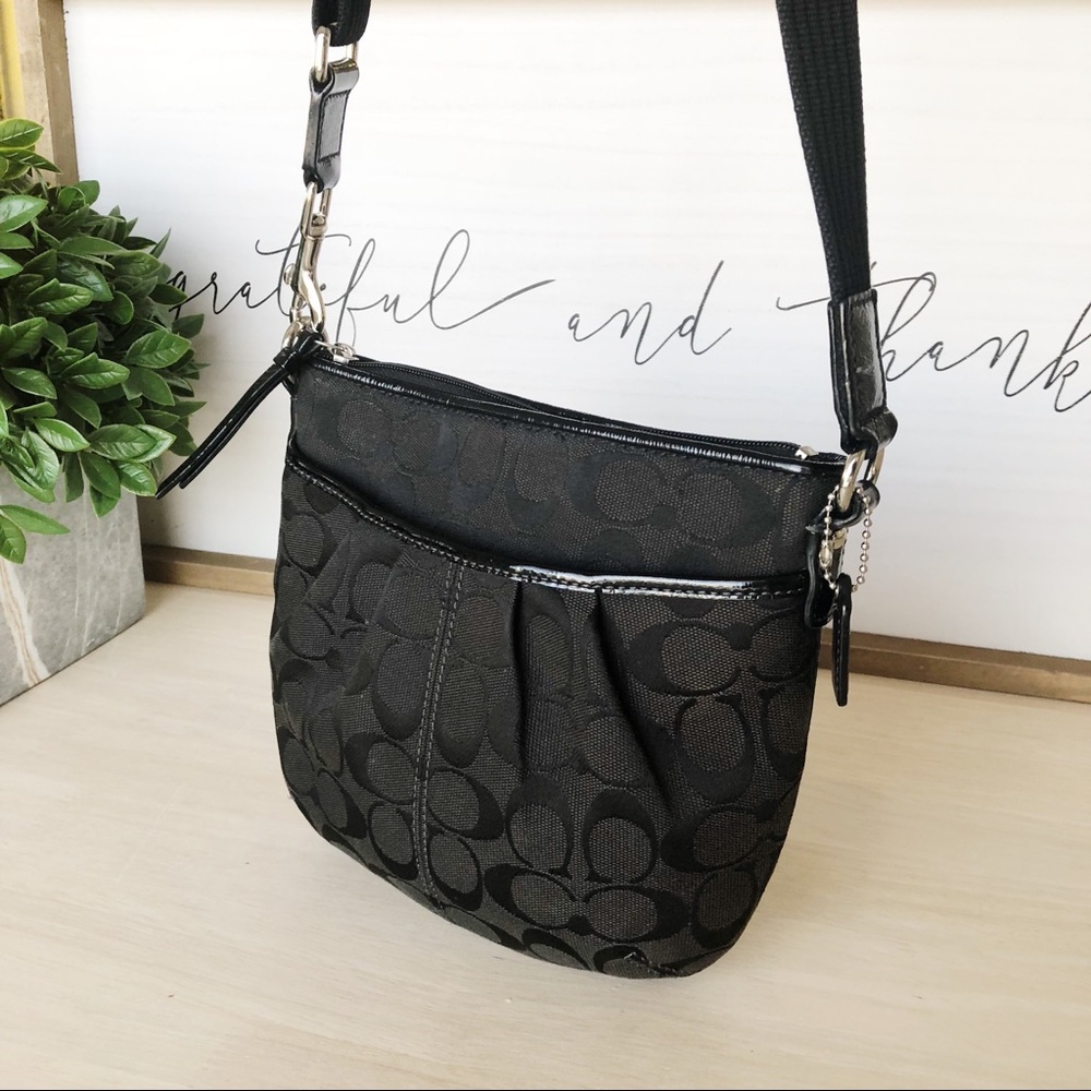 Coach Black Signature Print Crossbody Bag